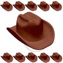 Kit 10 Chapéus Festa Junina Caipira Cowboy Marrom Fantasia