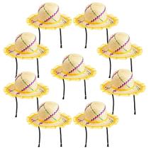 Kit 10 Chapéus Trança De Palha Mocinha Festa Junina Amarelo