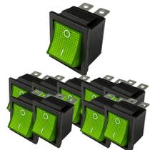 Kit 10 chave gangorra 16a 4polos on-off verde Kit 10 chave gangorra 16a 4polos on-off verde