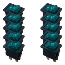 Kit 10 Chave Gangorra Kcd1-104n Liga Desliga 4 Terminais Neon Verde Kit 10 Chave Gangorra Kcd1-104n Liga Desliga 4 Terminais Neon Verde