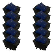 Kit 10 Chave Gangorra Kcd4-201n 16/20a 250v 4t Liga Desliga Led Azul Kit 10 Chave Gangorra Kcd4-201n 16/20a 250v 4t Liga Desliga Led Azul