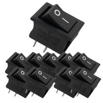 Kit 10 chave gangorra on/off 2 polos 6a 125v preta Kit 10 chave gangorra on/off 2 polos 6a 125v preta