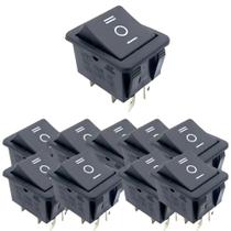 Kit 10 chave gangorra on/off/on 6 polos preta 15a Kit 10 chave gangorra on/off/on 6 polos preta 15a