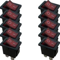 Kit 10 Chave Interruptor Gangorra Kcd1-104n Liga Desliga Led Vermelho Kit 10 Chave Interruptor Gangorra Kcd1-104n Liga Desliga Led Vermelho