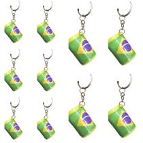 KIT 10 Chaveiro Brasil Mini Tambor Torcedor Copa Mundo
