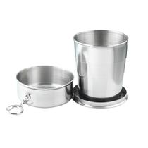 Kit 10 Chaveiro Copo Retrátil Dobrável Aço Inox 150ml Viagem