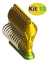 Kit 10 Chaveiro Taça Troféu Copa Do Mundo Dourado