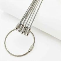 Kit 10 Chaveiros Cabo de Aço Inox 15cm Argola Com Fechamento de Rosca Para Brindes e Revenda