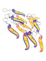 Kit 10 Chaveiros Hotwells Lembrancinha Tema Festa Hot Wheels Carrinho - Azul / Branco