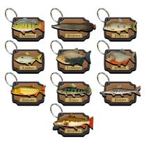 Kit 10 Chaveiros Sortidos Modelos De Peixes Diversos Mdf 3D