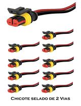 KIT 10 Chicote para Lanterna Automóvel Caminhão Ônibus com Conector Selado de 2 Vias