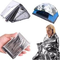 Kit 10 Cobertores Térmicos Alumínio Manta Emergência Camping Pesca Resgate Aluminizado Doação ONG Kit 10 Cobertores Térmicos Alumínio Manta Emergência Camping Pesca Resgate Aluminizado Doação ONG