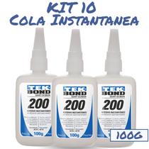 Kit 10 cola tek bond 200 adesivo instantaneo 100g Kit 10 cola tek bond 200 adesivo instantaneo 100g