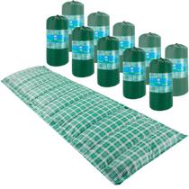 Kit 10 Colchonetes Solteiro 190x60cm Com Bolsa Para Transporte Xadrez Verde - Emcompre