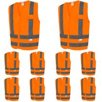Kit 10 Colete Proteção Refletivo 1 Bolso Fluorescente Kalipso Alta Visibilidade Kit 10 Colete Proteção Refletivo 1 Bolso Fluorescente Kalipso Alta Visibilidade