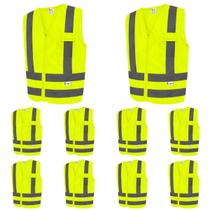 Kit 10 Colete Proteção Refletivo 1 Bolso Fluorescente Kalipso Alta Visibilidade