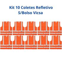Kit 10 Coletes Proteção Refletivo Sinalização Transito Sem Bolso Vicsa Danny Kit 10 Coletes Proteção Refletivo Sinalização Transito Sem Bolso Vicsa Danny
