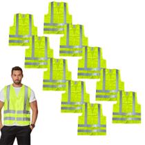Kit 10 Coletes Refletivo de Segurança Brascamp Sem Bolso Laranja ou Amarelo EPI Alta Visibilidade