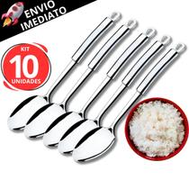 Kit 10 Colher de Arroz Inox Colher de Mesa Prática Qualidade Premium Utensílio de Cozinha