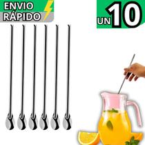 Kit 10 Colher Para Suco Bailarina em Inox Barman Drinks Caipirinha Colher Grande Para Jarras