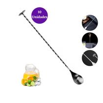 Kit 10 Colheres Bailarina 30 CM Inox Para Drinks Sucos Colher Para Jarra Bartender Caipirinha