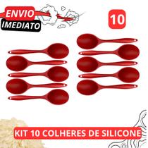 Kit 10 Colheres de Arroz de Silicone Vermelhas