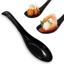 Kit 10 Colheres Pretas para Sopas e Finger Food Buffet Oriental Comida Japonesa Nihon Shikko