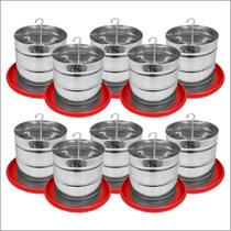 Kit 10 Comedouro Tubular 3kg p/ Frango Aves Galinha Faisão