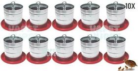 Kit 10 Comedouro Tubular 3KG Para Frango Galinha Pinto Aves Ração Granja