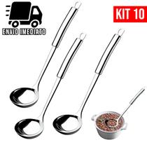 Kit 10 Concha de Feijão Aço Inoxidável Grande Luxo Utensílios para Cozinha Prime Multiuso