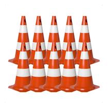 Kit 10 Cone De Sinalização 50cm Laranja E Branco Trânsito