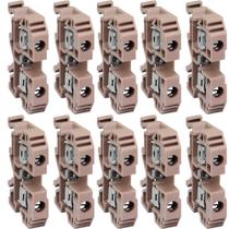 Kit 10 Conector Borne Sak 4mm Bege para Trilho Din