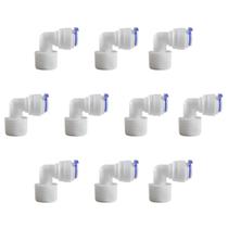 Kit 10 Conector Cotovelo 90 Longo Engate Rápido 1/2" x 3/8" Alta Resistência