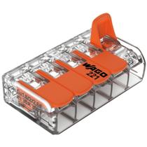 Kit 10 conector de emenda wago 5 polos com alavanca cabo até 6mm - 221-615