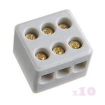 Kit 10 Conector De Porcelana P/ Fio Chuveiro 10mm De 3 Polos Kit 10 Conector De Porcelana P/ Fio Chuveiro 10mm De 3 Polos