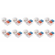 KIT 10 CONECTOR ELETRICO PERFURANTE EMENDA T DERIVACAO FIOS 2,5MM 2x4 VIAS