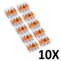 Kit 10 Conector Emenda Compacto Fios E Cabos 3 Vias 221 Wago Kit 10 Conector Emenda Compacto Fios E Cabos 3 Vias 221 Wago