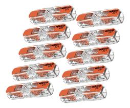 Kit 10 Conector Emenda Inline 2 Polos 4mm 32a 221-2411 Wago