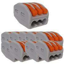 Kit 10 conector emenda kv222-413 3 vias cabos 0,08-2,5mm Kit 10 conector emenda kv222-413 3 vias cabos 0,08-2,5mm