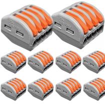 Kit 10 conector emenda rapida 4 vias