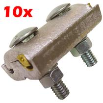 Kit 10 Conector Paralelo Tapit Bimetálico Duplo 10 à 50mm Alumínio Cobre com 2 Parafusos