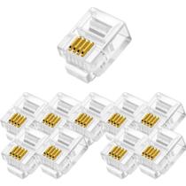 Kit 10 conector plug modular 6x4vias (rj11)