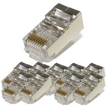 Kit 10 conector plug modular rj45 cat6 blindado