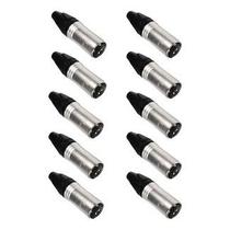 Kit 10 Conector Plug Xlr Macho 3 Pinos Niquelado Linha Profissional LU-71222 MXT Para Áudio Microfone Iluminação Kit 10 Conector Plug Xlr Macho 3 Pinos Niquelado Linha Profissional LU-71222 MXT Para Áudio Microfone Iluminação