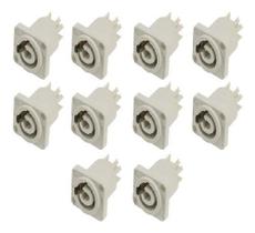 Kit 10 Conector Powercon Painel Embutir Out Branco Pro Nfe