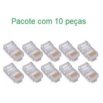 Kit 10 Conector Rj45 Cat5 Plug Rede Cabo Internet Pacote