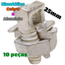 Kit 10 Conector Split Bolt Parafuso Fendido para Emenda Cabos 25mm Bimetálico Estanhado