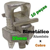Kit 10 Conector Split Bolt Parafuso Fendido para Emenda Cabos 35mm Bimetálico Estanhado
