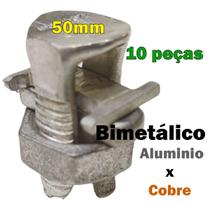 Kit 10 Conector Split Bolt Parafuso Fendido para Emenda Cabos 50mm Bimetálico Estanhado