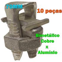 Kit 10 Conector Split Bolt Parafuso Fendido para Emenda Cabos 70mm Bimetálico Estanhado